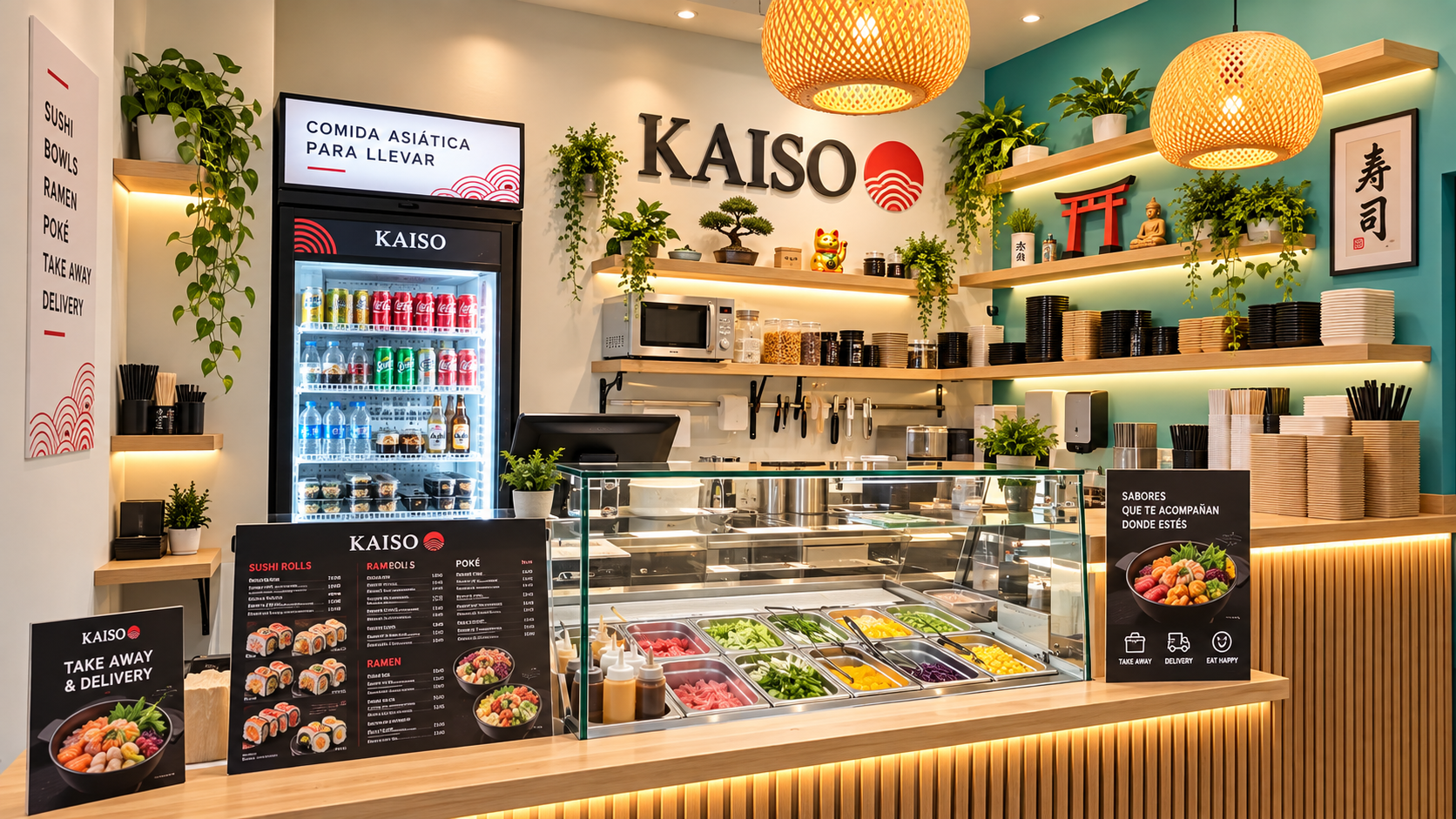 Barra de poke bowls y sushi para llevar de Kaiso Sushi & Poke en Vitoria-Gasteiz